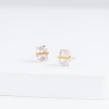Load image into Gallery viewer, Band rectangular morganite studs