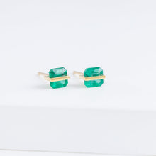 Load image into Gallery viewer, Band one-of-a-kind square emerald studs