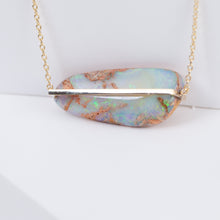 Load image into Gallery viewer, Band one-of-a-kind horizontal opalized wood necklace