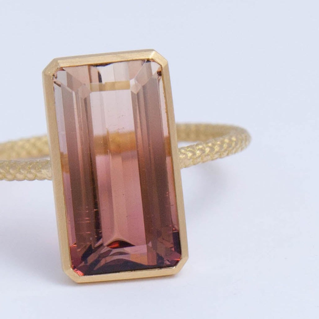 One-of-a-kind Bi-color tourmaline NS ring