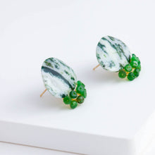 Load image into Gallery viewer, Fairy green jasper and green garnet earrings
