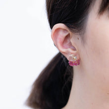 Load image into Gallery viewer, Fairy oval rutilated quartz and pink sapphire earrings
