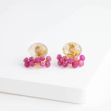 Load image into Gallery viewer, Fairy oval rutilated quartz and pink sapphire earrings