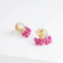 Load image into Gallery viewer, Fairy oval rutilated quartz and pink sapphire earrings