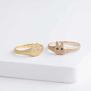 Ruby bunny signet ring