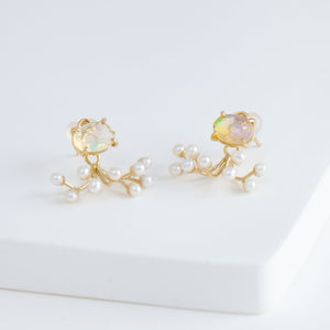 Fairy opal and pearl earrings