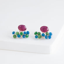 Load image into Gallery viewer, Fairy ruby and mixed stones earrings (facet-ruby)
