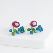 Load image into Gallery viewer, Fairy ruby and mixed stones earrings (facet-ruby)
