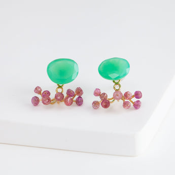 Fairy chrysoprase and sapphire earrings