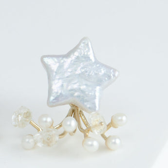 Fairy star pearl and mixed white stone earrings