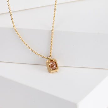 One-of-a-kind rosecut red rustic diamond octagon necklace