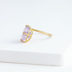 Fall in drop milky amethyst ring