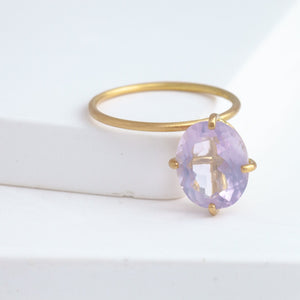 Fall in drop milky amethyst ring