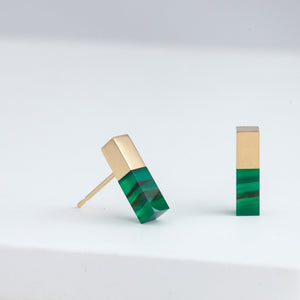 Stick green agate small stud