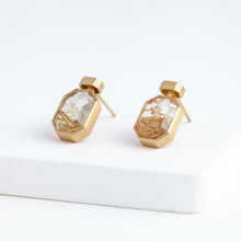 Load image into Gallery viewer, Bottle vertical rutilated quartz earrings
