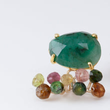Load image into Gallery viewer, Fairy emerald and multicolor tourmaline earrings
