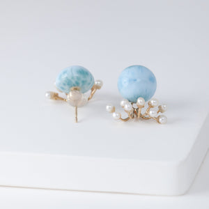 Fairy larimar and pearl earrings [limited edition]