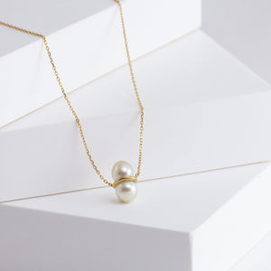 Medium twin pearl necklace