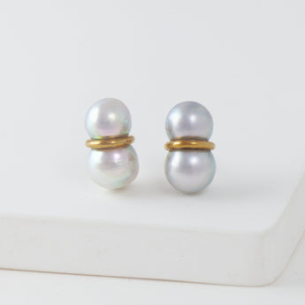 Large twin pearl earrings