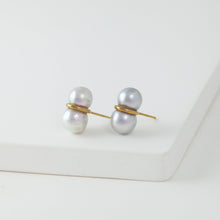 Load image into Gallery viewer, Large twin pearl earrings
