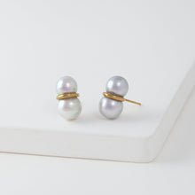 Load image into Gallery viewer, Large twin pearl earrings
