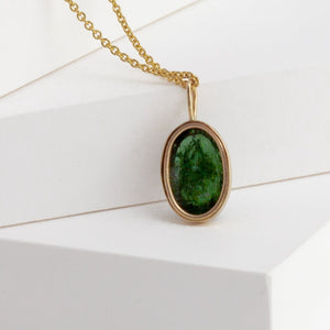 Picture frame green tourmaline necklace