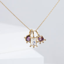 Load image into Gallery viewer, Tiny purple square spinel and diamond necklace
