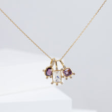 Load image into Gallery viewer, Tiny burgundy rectangular spinel and diamond necklace (with diamond bail)
