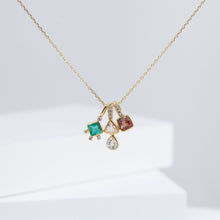 Load image into Gallery viewer, Tiny double rainbow moonstone necklace (with diamond bail)

