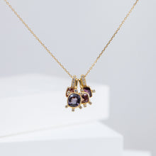 Load image into Gallery viewer, Tiny purple square spinel and diamond necklace
