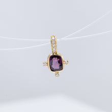 Load image into Gallery viewer, Tiny burgundy rectangular spinel and diamond necklace (with diamond bail)
