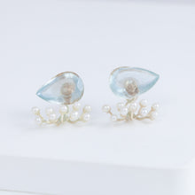Load image into Gallery viewer, Fairy pear aquamarine and pearl earrings
