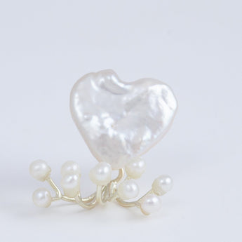 Fairy heart pearl and pearl earrings