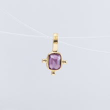 Load image into Gallery viewer, Tiny burgundy rectangular spinel and diamond necklace (with diamond bail)
