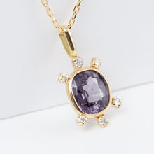 Load image into Gallery viewer, Tiny purple oval spinel and diamond necklace
