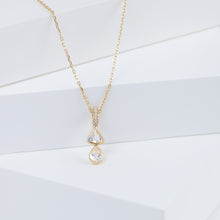 Load image into Gallery viewer, Tiny double rainbow moonstone necklace (with diamond bail)
