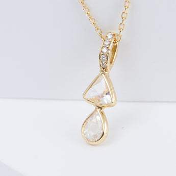 Tiny double rainbow moonstone necklace (with diamond bail)