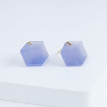 Load image into Gallery viewer, Cube blue chalcedony earrings
