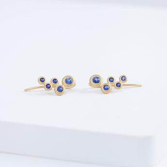 Puff small gradation blue sapphire climber earring