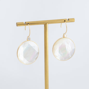 Surface round mother of pearl earrings