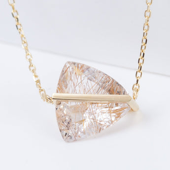 Band one-of-a-kind trillion cut rutilated quartz necklace