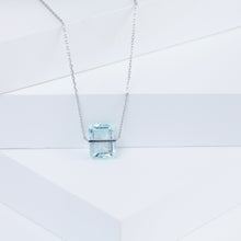 Load image into Gallery viewer, Band one-of-a-kind platinum rectangular aquamarine necklace
