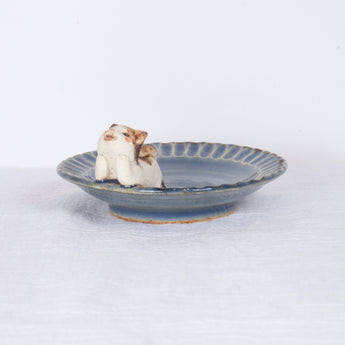Yukurite - Ceramic small plate with calico cat