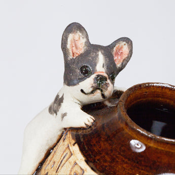 Yukurite - Ceramic small vase with frenchie