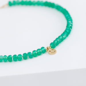 Smiley green onyx beads bracelet