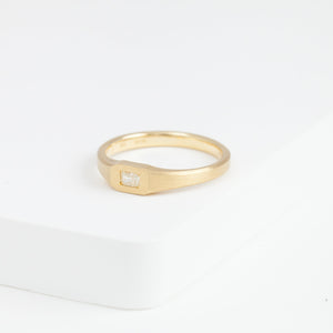 Radiant antique diamond signet ring