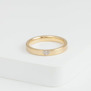 Half moon diamond yellow gold ring