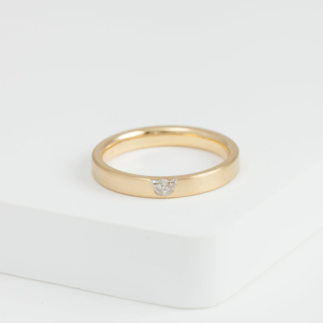 Half moon diamond yellow gold ring