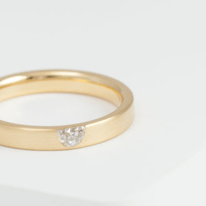 Half moon diamond yellow gold ring