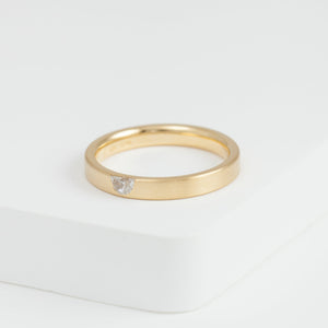 Half moon diamond yellow gold ring
